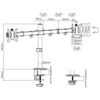 Toboli Postazione doppio monitor, Supporto per 2 schermi max 32", conforme a VESA 75/100