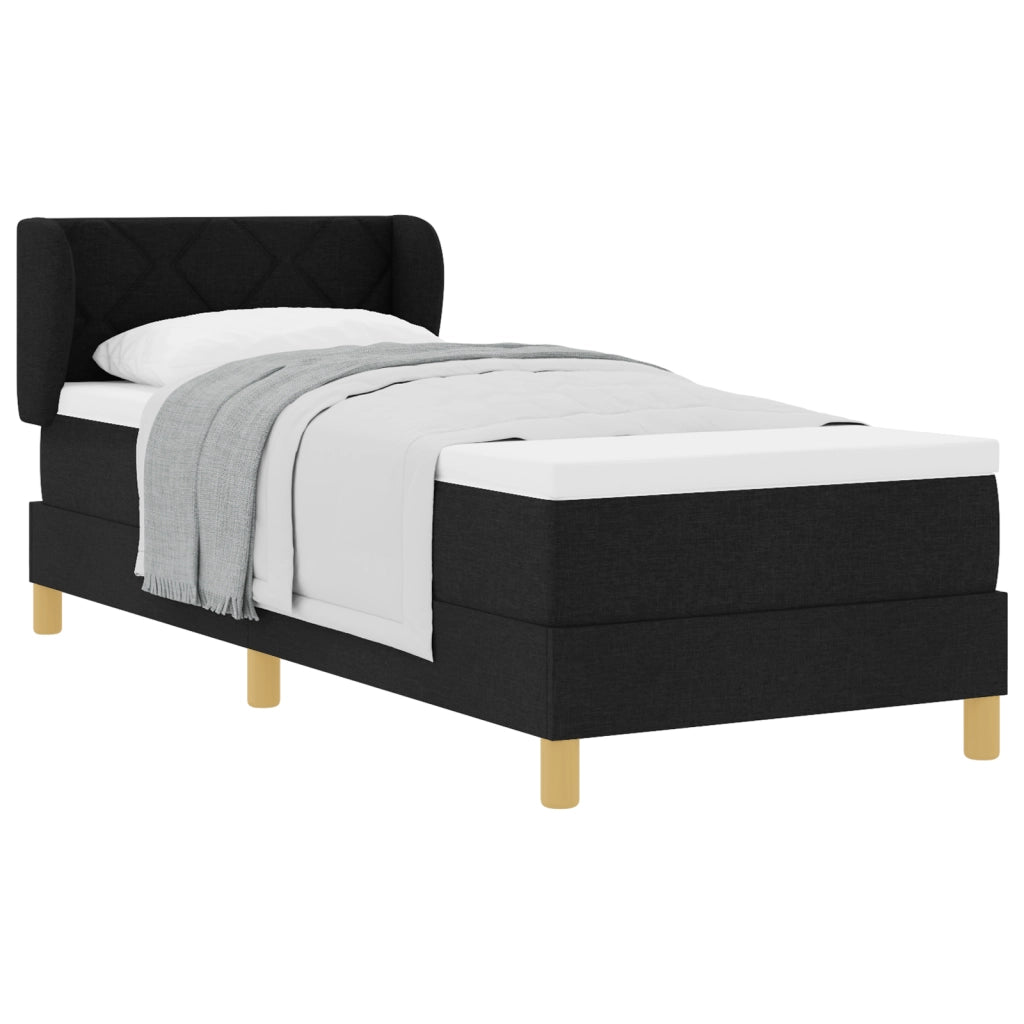 Letto con Materasso Box Spring Nero 80x200 cm Tessuto