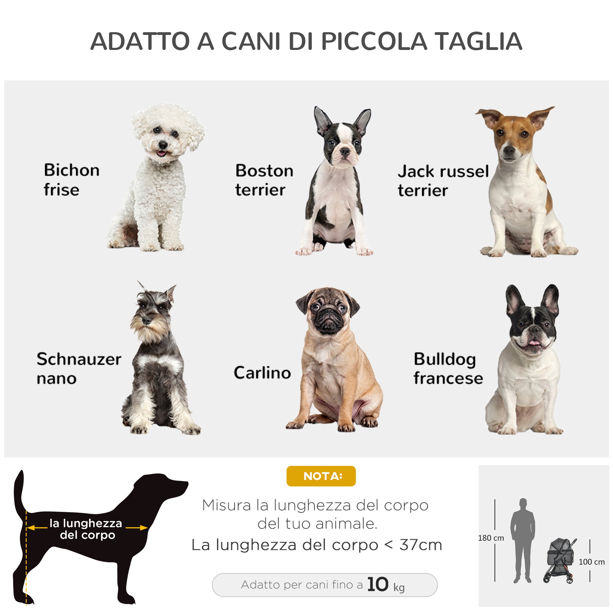 Passeggino per Cani 3 in 1 Borsa Trasportino con Guinzaglio e Cuscino 76x51x100 cm in Acciaio e Tessuto Oxford Grigio