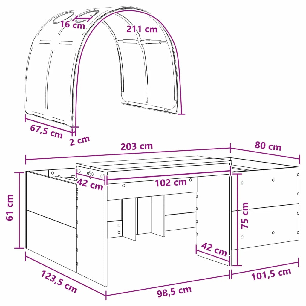 Letto con Tunnel 3 pz Rovere Sonoma e Bianco Legno multistrato 3423653