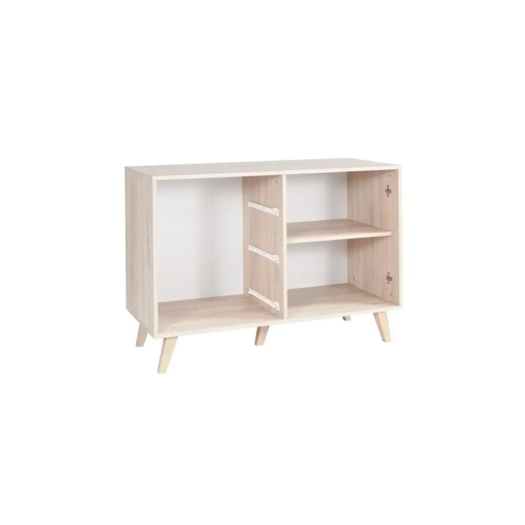 Comò 1 porta e 3 cassetti MALMO color rovere chiaro e bianco