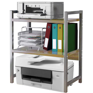 Supporto per Stampante Industrial Scaffale Portaoggetti Multiuso Legno e Bianco