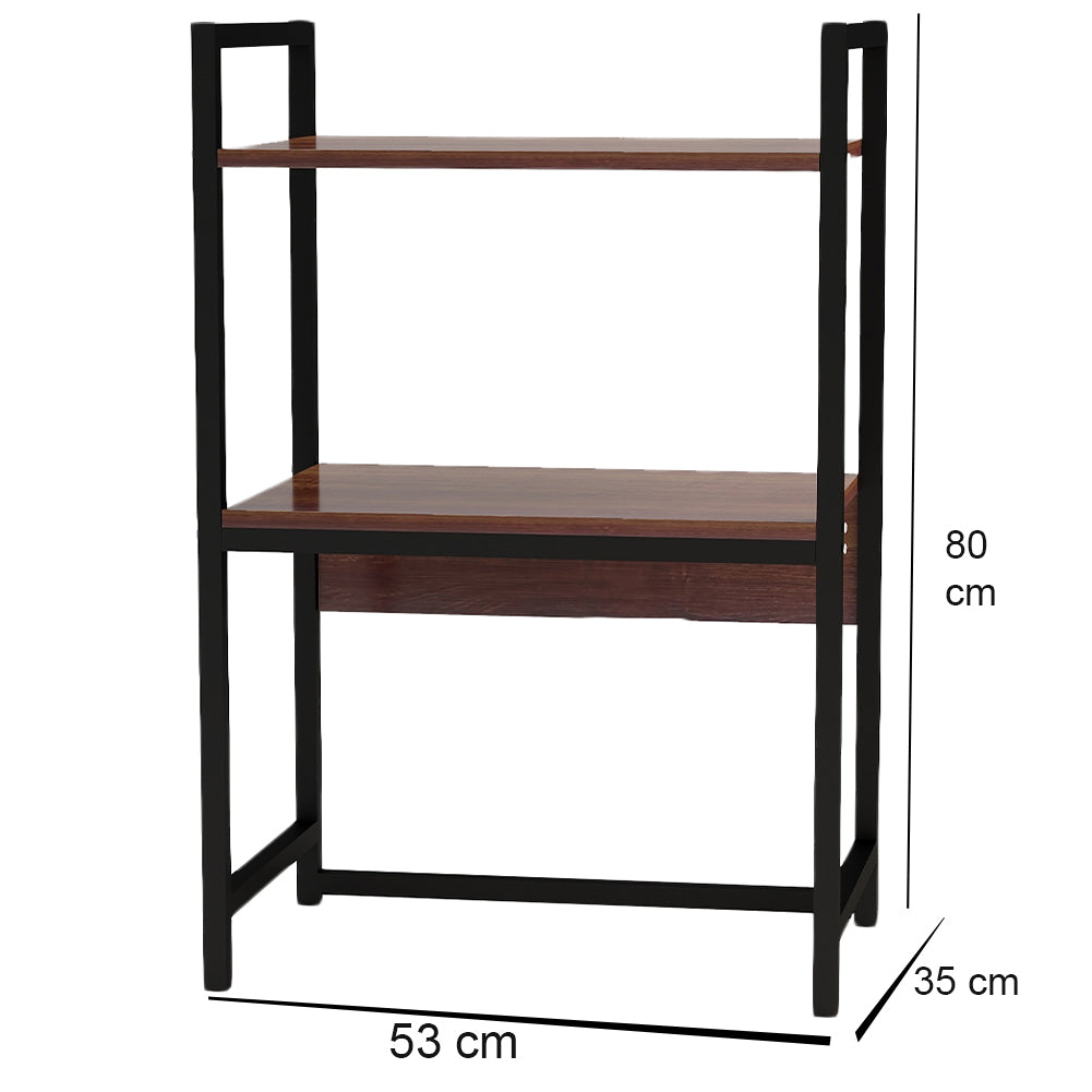 Supporto per Stampante Industrial Scaffale Portaoggetti Multiuso Noce e Nero