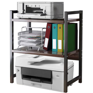 Supporto per Stampante Industrial Scaffale Portaoggetti Multiuso Noce e Nero