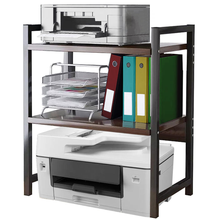 Supporto per Stampante Industrial Scaffale Portaoggetti Multiuso Noce e Nero