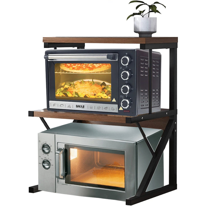 Supporto per Stampante Scaffale Scaffalatura Portaoggetti Noce e Nero 3 Livelli