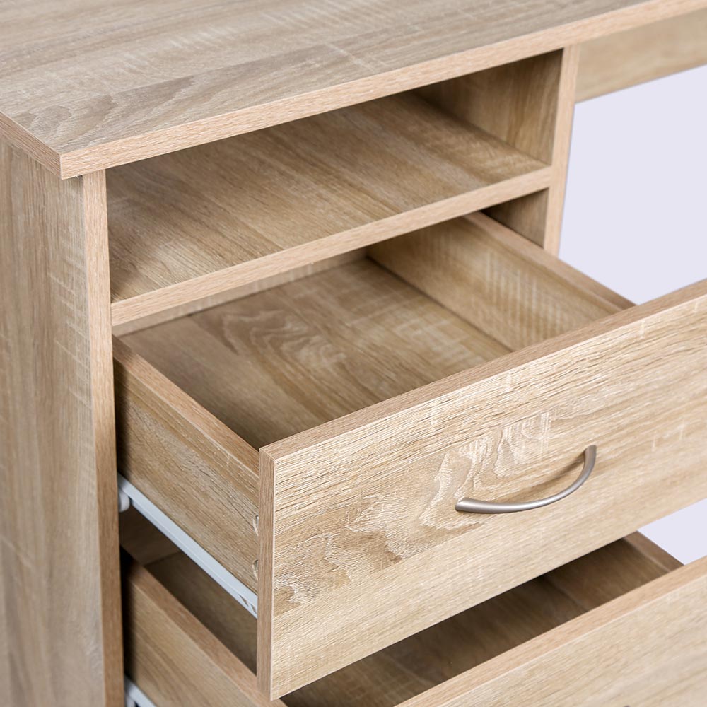 Scrivania con Cassettiera 3 Cassetti Tavolo Porta Pc Computer Legno Quercia