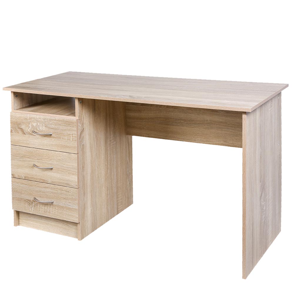 Scrivania con Cassettiera 3 Cassetti Tavolo Porta Pc Computer Legno Quercia