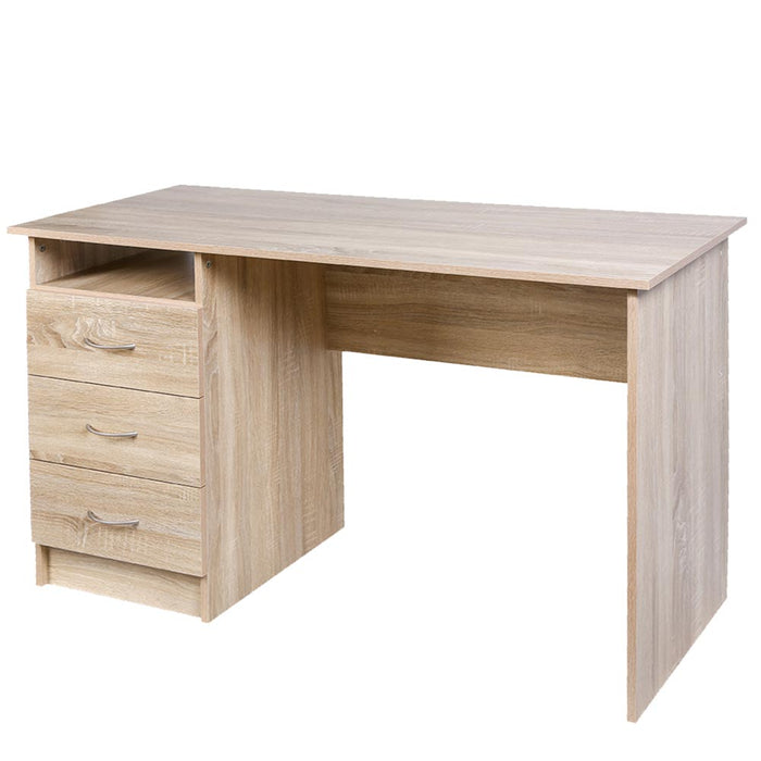 Scrivania con Cassettiera 3 Cassetti Tavolo Porta Pc Computer Legno Quercia