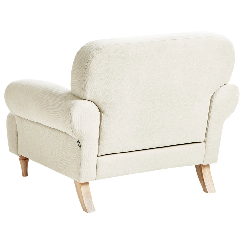 Poltrona Beige Poliestere Tessuto Gambe di legno Retro Minimalista Mobili Soggiorno