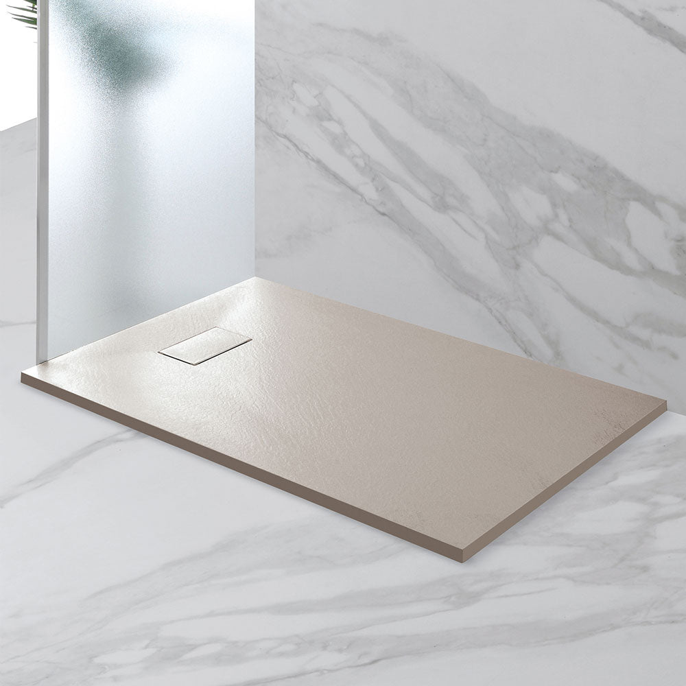 Piatto Doccia Effetto Pietra Sottile Antiscivolo Moderno Formato: 80 x 140 cm, Colore: Tortora