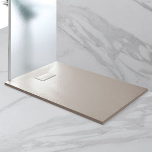 Piatto Doccia Effetto Pietra Sottile Antiscivolo Moderno Formato: 80 x 140 cm, Colore: Tortora