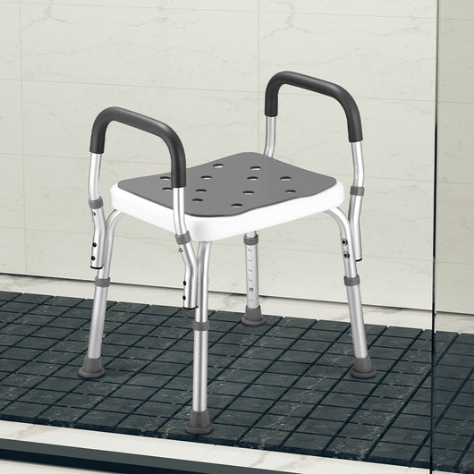 Sgabello da Doccia 6 Altezze Regolabili Sedia Bagno Antiscivolo Capacità 150 kg