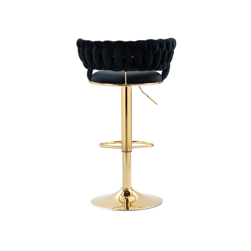 Set 2 Sgabelli da Bar Girevoli in Velluto ¨C MINIMAL ¨C Seduta Imbottita, Altezza Regolabile, Nero