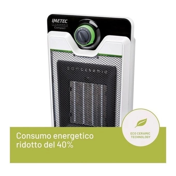 Imetec Termoventilatore Eco Ceramic, Tecnologia Ceramica, Basso Consumo Energetico, Silenzioso