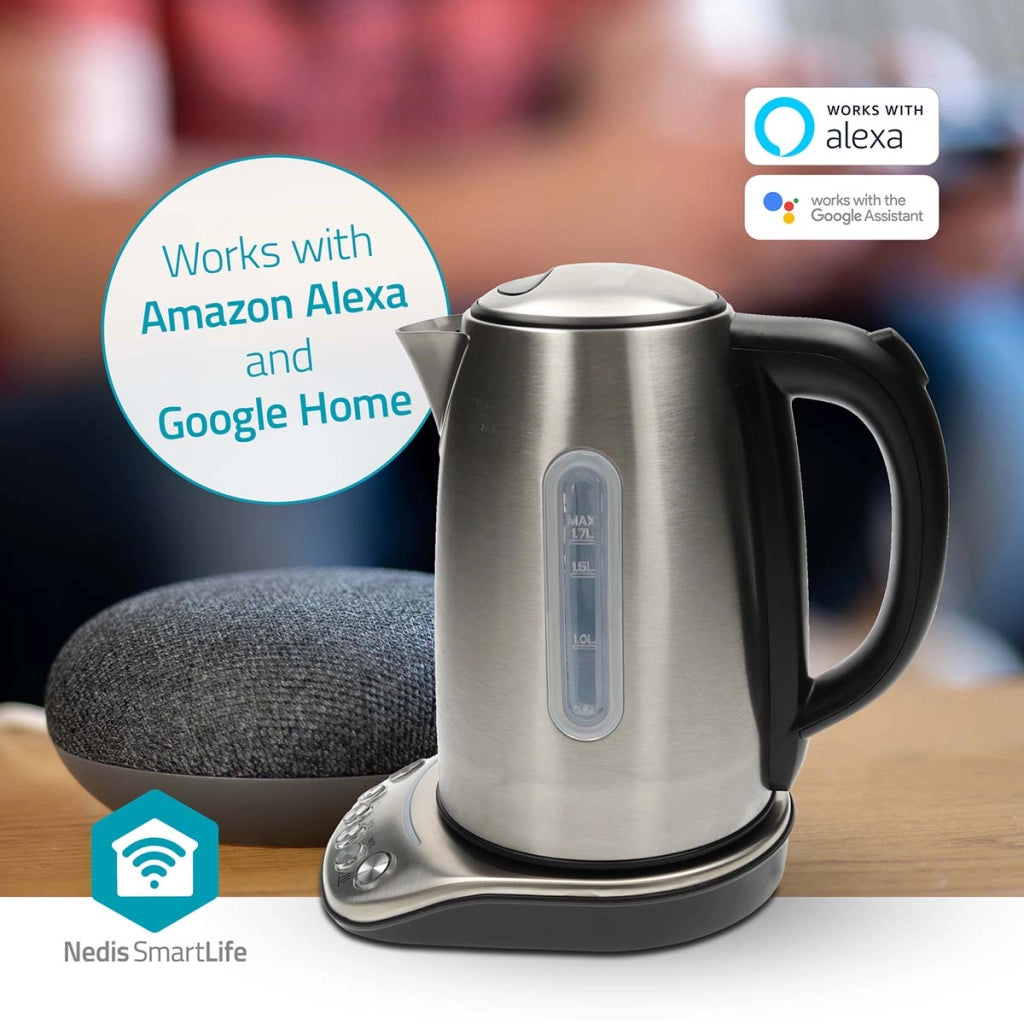 Bollitore elettrico in acciaio da 1,7 l Wi-Fi Connected Temperatura regolabile Argento Nedis