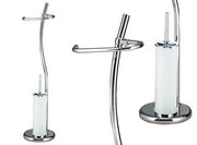 PIANTANA DA BAGNO BRIXO 2in1 CROMO CON PORTASCOPINO H 77 CM ARREDO BAGNO