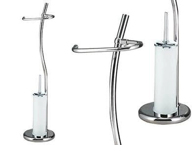 PIANTANA DA BAGNO BRIXO 2in1 CROMO CON PORTASCOPINO H 77 CM ARREDO BAGNO