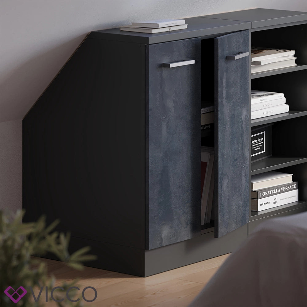 Mobile sottotetto Rion Calce nera/Antracite 60 x 83.8 cm con 2 porte, carcassa 60 cm profondità Vicco