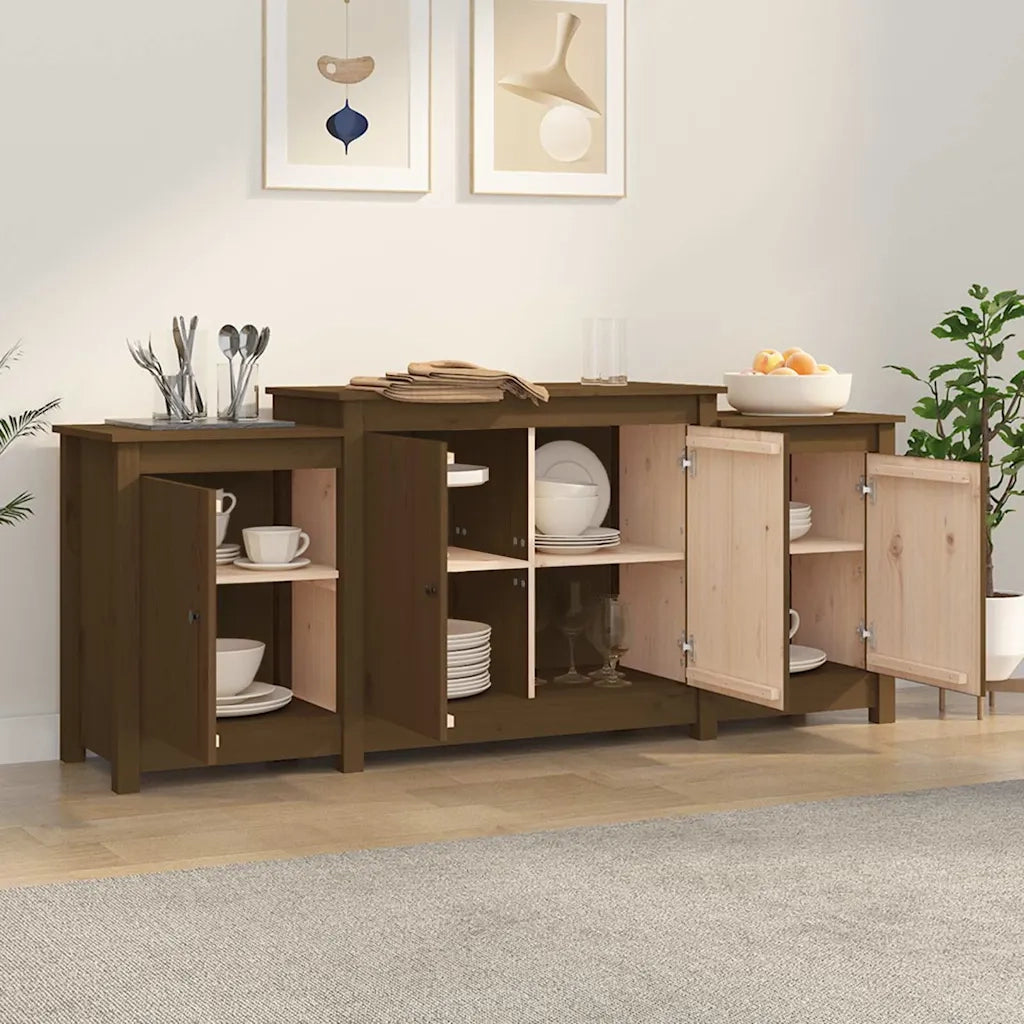Credenza Marrone Miele 164x37x68 cm in Legno Massello di Pino