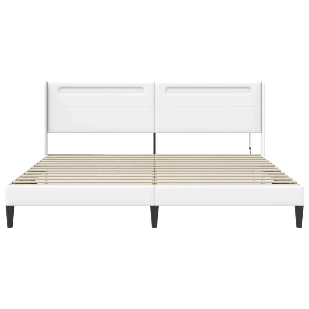 Struttura del letto con testiera Bianco 200 x200 cm Similpelle
