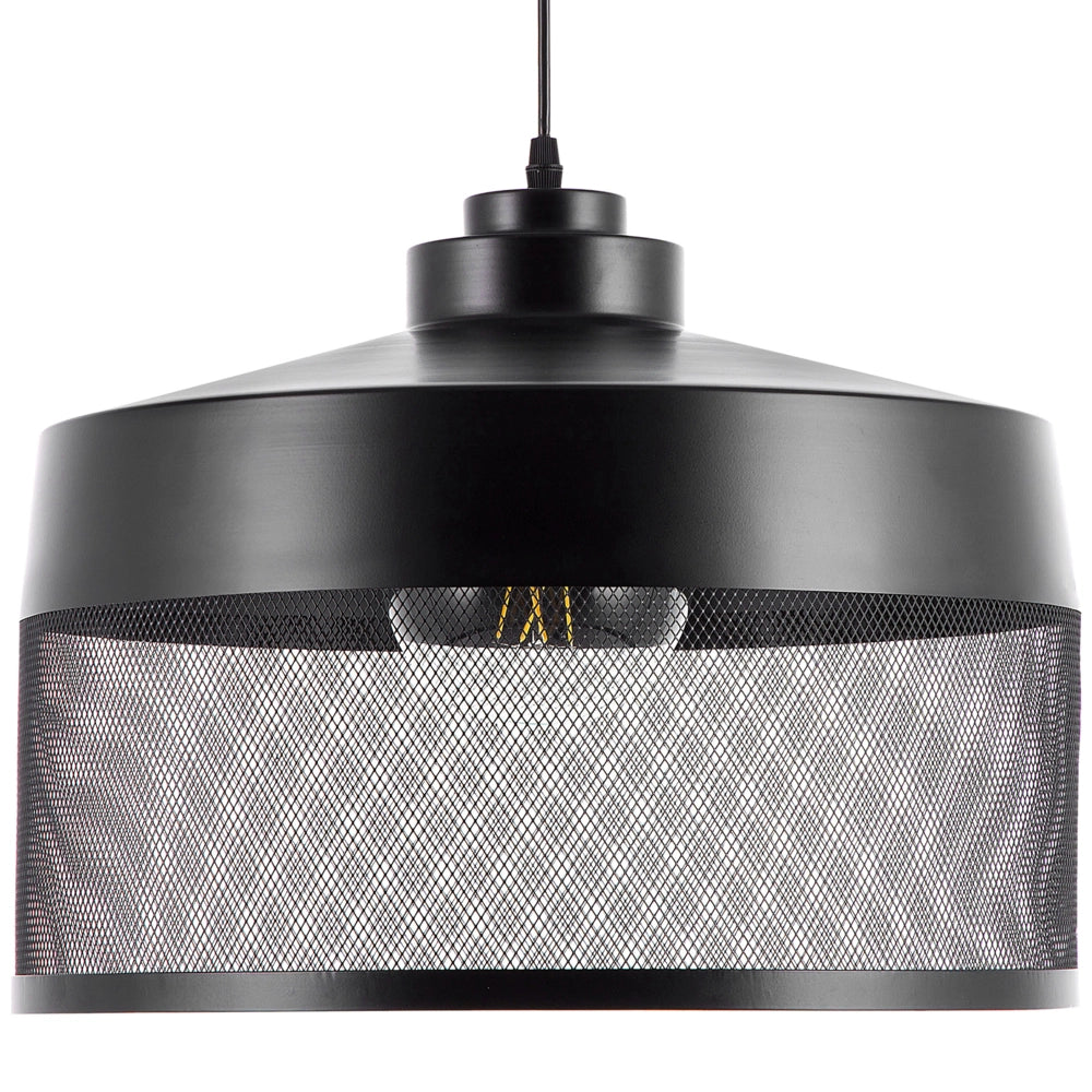 Lampada a Sospensione lampadario di Design Industriale Vintage in Rete Metallica Nera