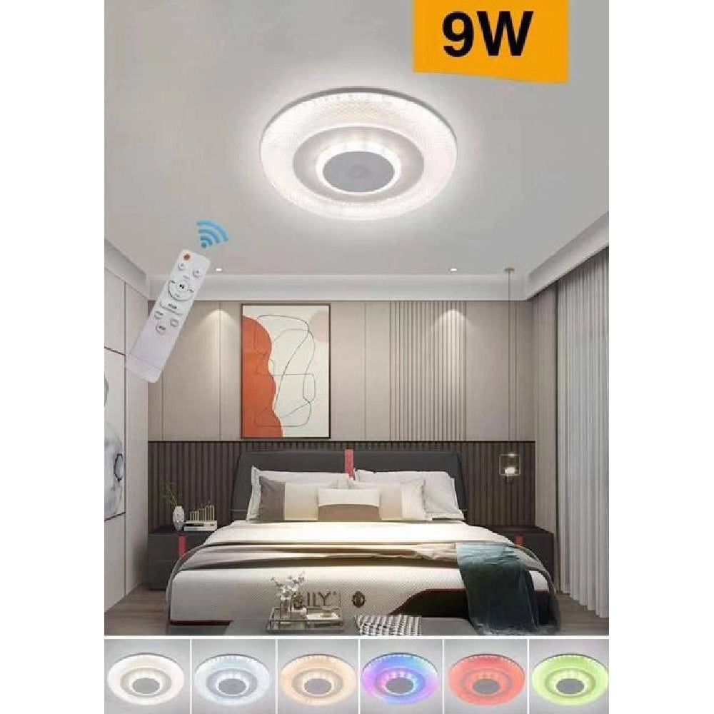 Trade Shop - Plafoniera Con Altoparlante Bt Rgb Trasparente Telecomando Dimmerabile C44-rgb-t -