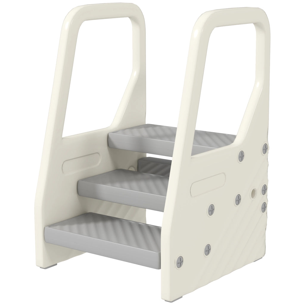 Scala Bambini 3 Gradini Regolabile ¨C Zephmum ¨C Grigio 43x42x65.5 cm