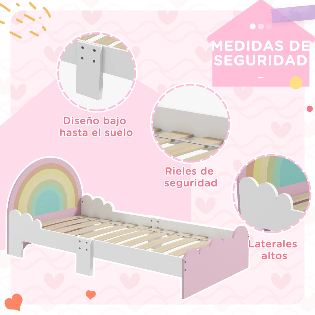 Letto infantile a forma di arcoiride ¨C Xylo ¨C legno rosa 143x74x66 cm