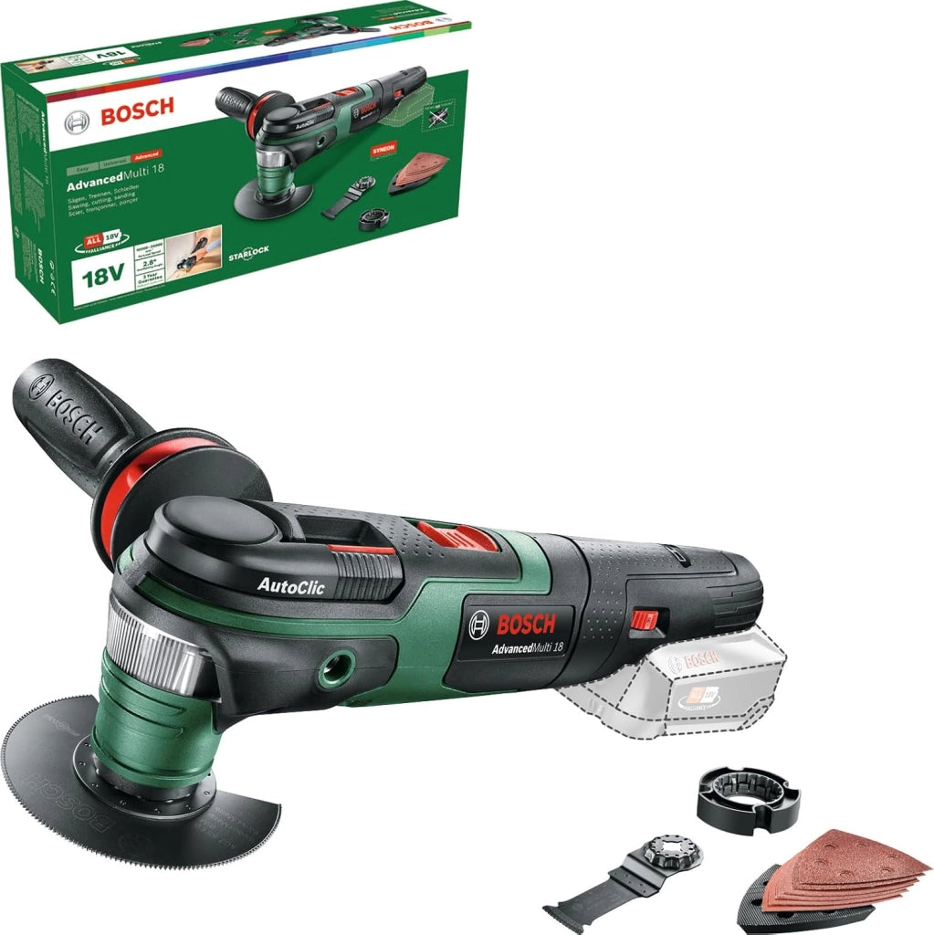 Bosch Home and Garden 0603104000 AdvancedMulti 18 Utensile Multifunzione, Senza Batteria, 18 V, Verde