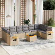 Set Divani da Giardino 11 pz con Cuscini Beige in Polyrattan 3227172
