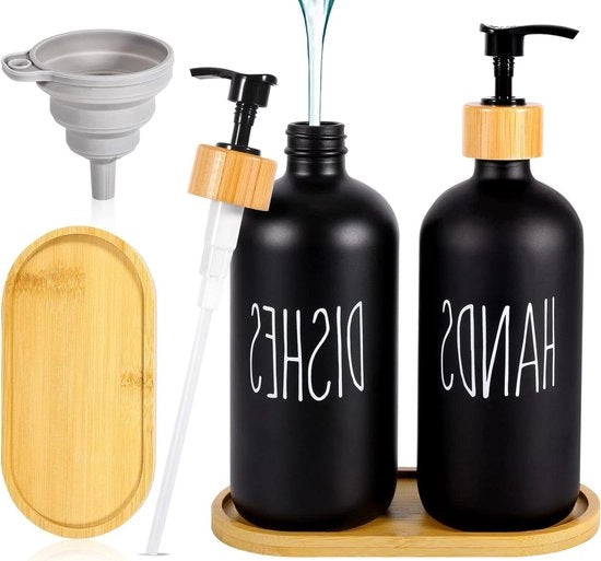 Dispensatore di sapone da 500 ml per cucina e bagno, colore nero, x 2