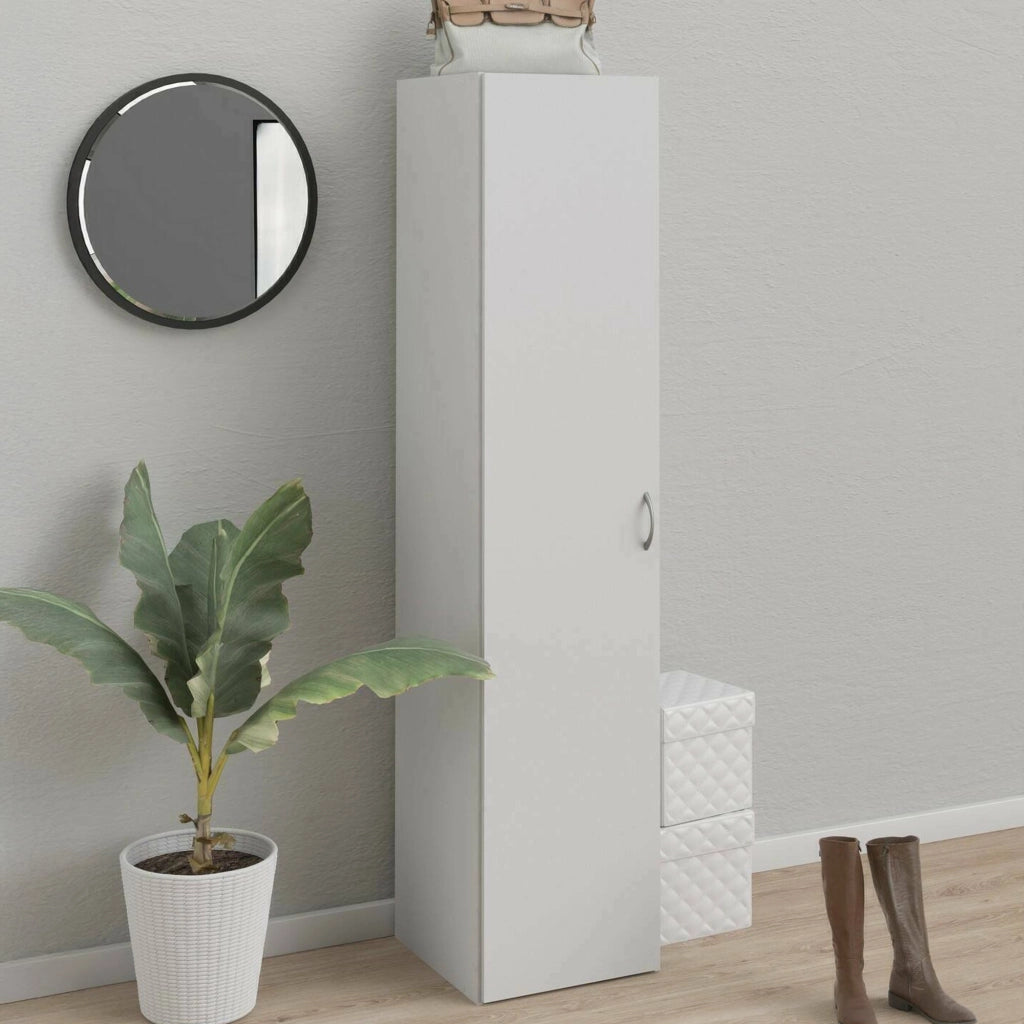 Am, Armadio Multiuso 1 Anta 3 Ripiani, 41.5x175.4h cm Bianco