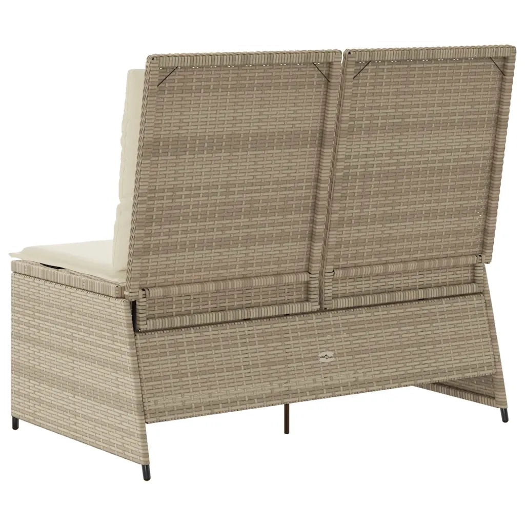 Panca Reclinabile da Giardino con Cuscini-Sgabello-Sedia da esterno Beige in Polyrattan 725376