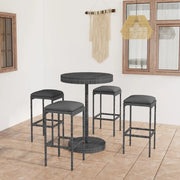 Set da Bar da Giardino 5 pz con Cuscini in Polyrattan Grigio cod mxl 35220