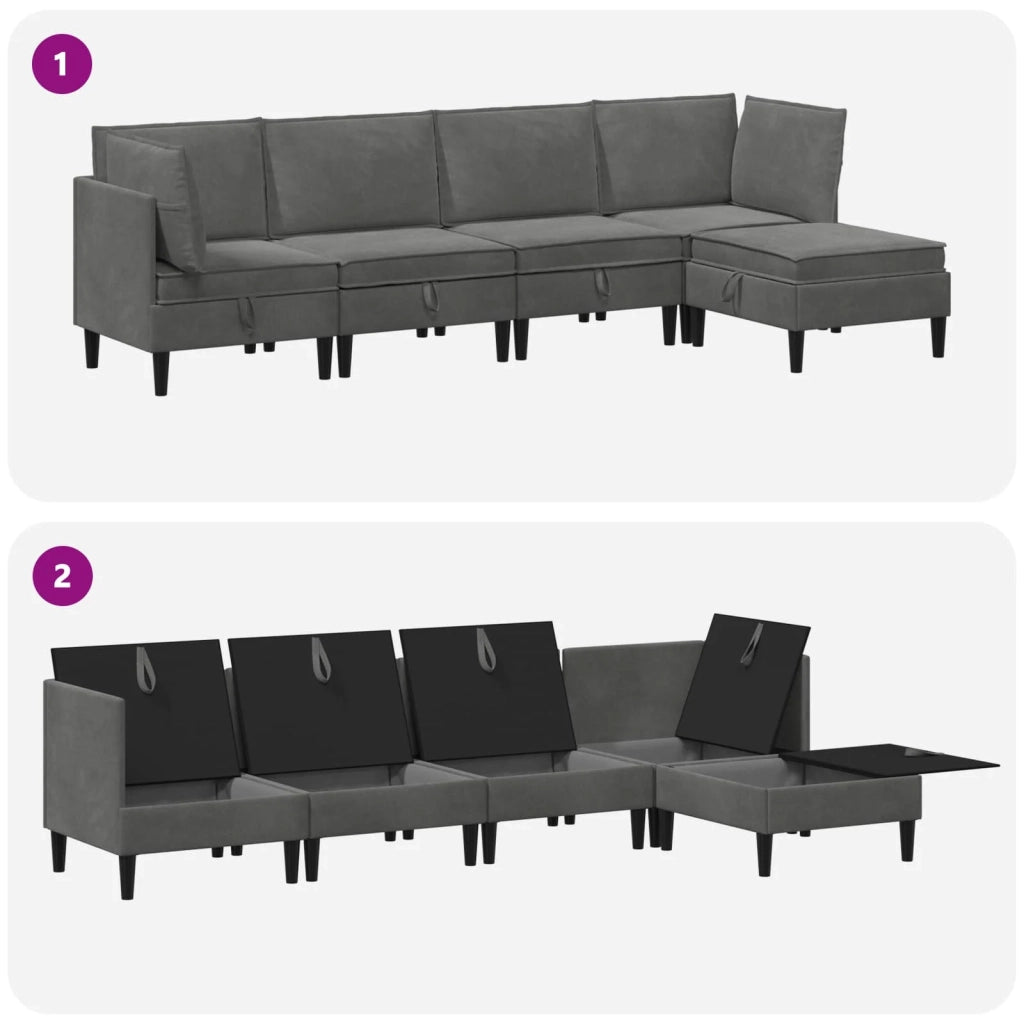 Set di mobili per il soggiorno 5 pcs Grigio Scuro Velluto