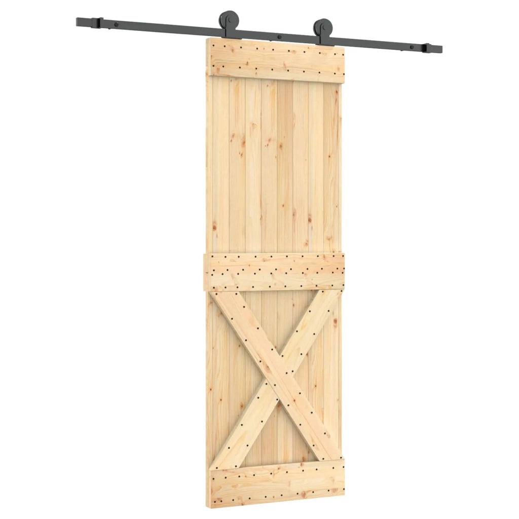 Porta scorrevole Naturale e Nero 70 x 210 cm 3444979