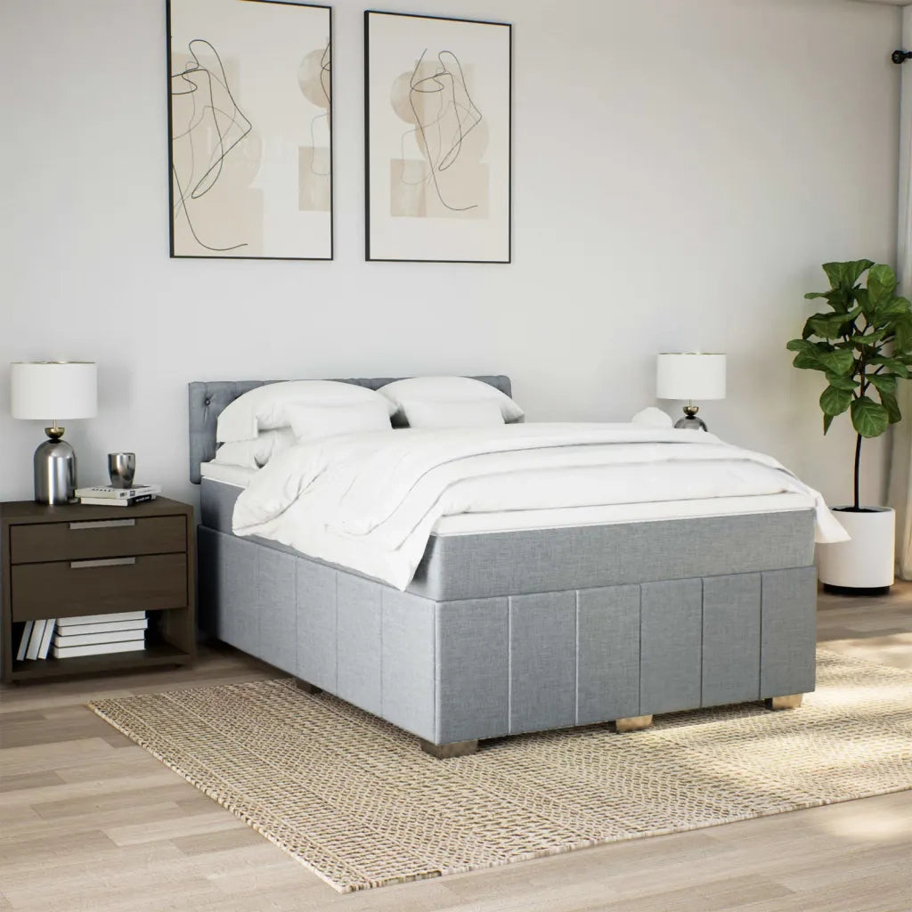 Giroletto a Molle con Materasso Grigio Chiaro 140x200cm Tessuto