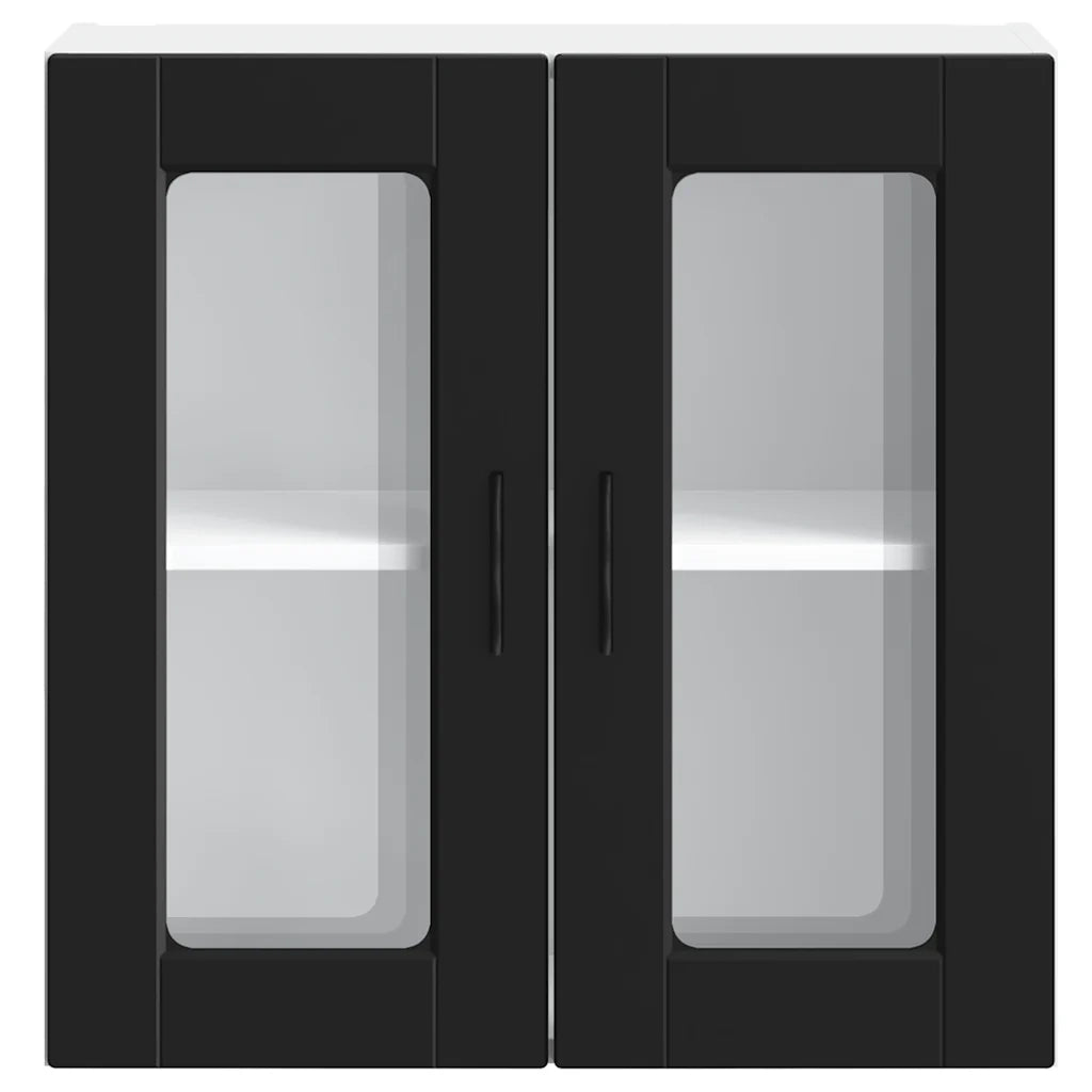 vidaXL Pensile da Cucina con Porta in Vetro Porto Nero