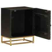 Comodino Nero 40x30x50 cm in Legno Massello di Mango e Ferro 372024