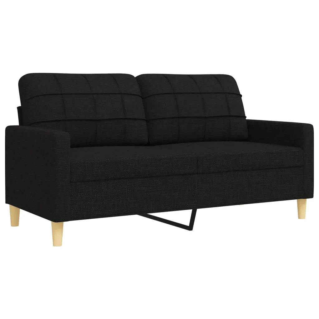Set di Divani 3 pz con Poggiapiedi Nero in Tessuto