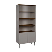 Libreria in metallo e decorazione in legno a 6 livelli, grigio