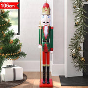 Trade Shop - Soldato Schiaccianoci Di Natale In Legno Altezza 106cm Decorazioni Natalizie -