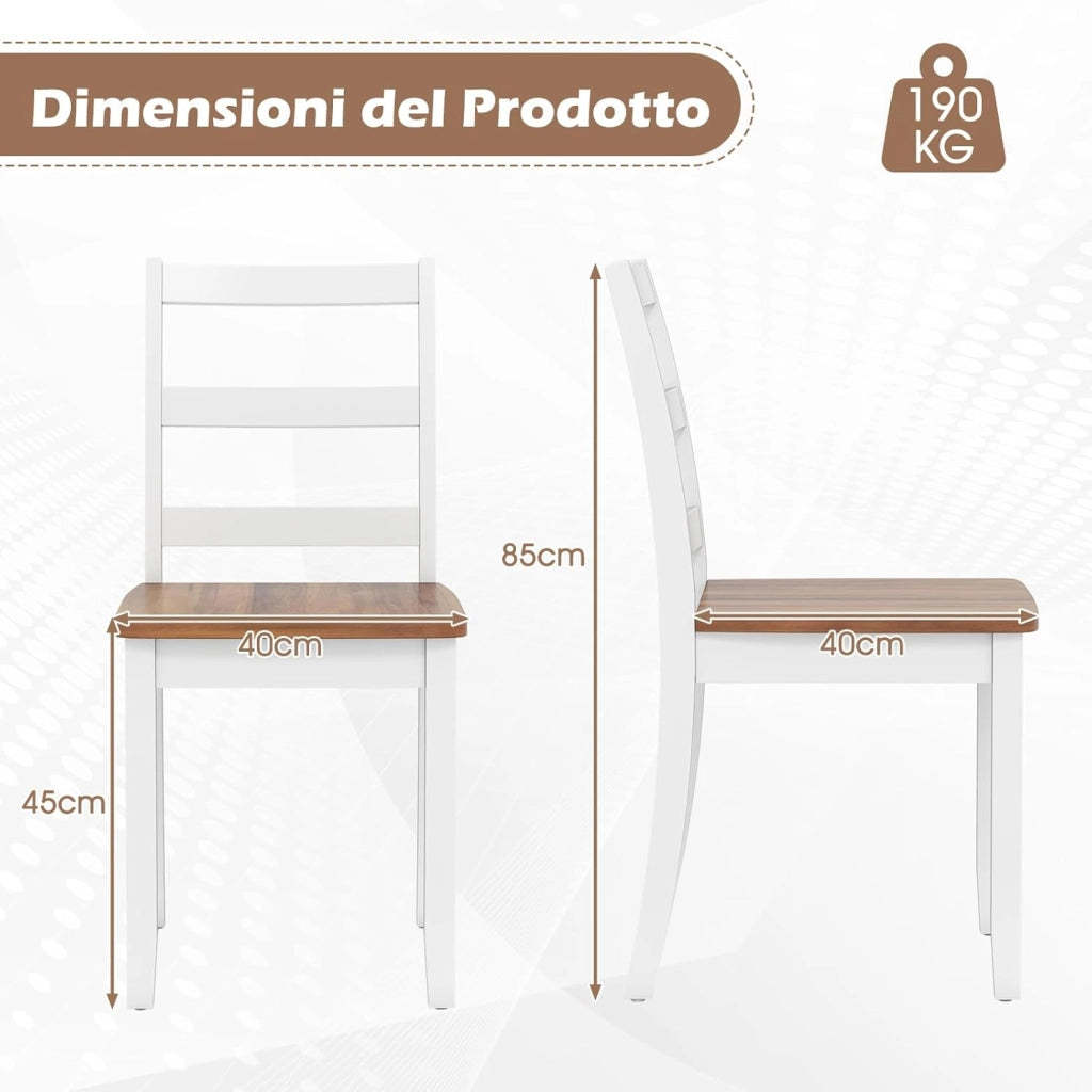 Set di 4 Sedie da Pranzo in Legno, Portata 180 kg, Sedia da Cucina in Stile Fattoria con Schienale Alto Curvo, Senza Braccioli per Sala da Pranzo, Cucina e Ristorante, 40 x 40 x 85 cm (4)