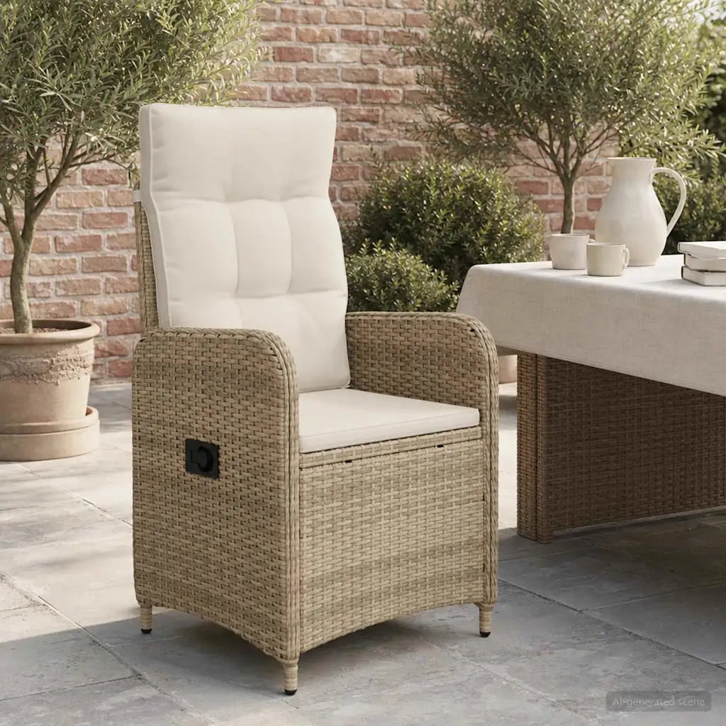 Sedia da giardino reclinabile Beige e Bianco Crema 42027155
