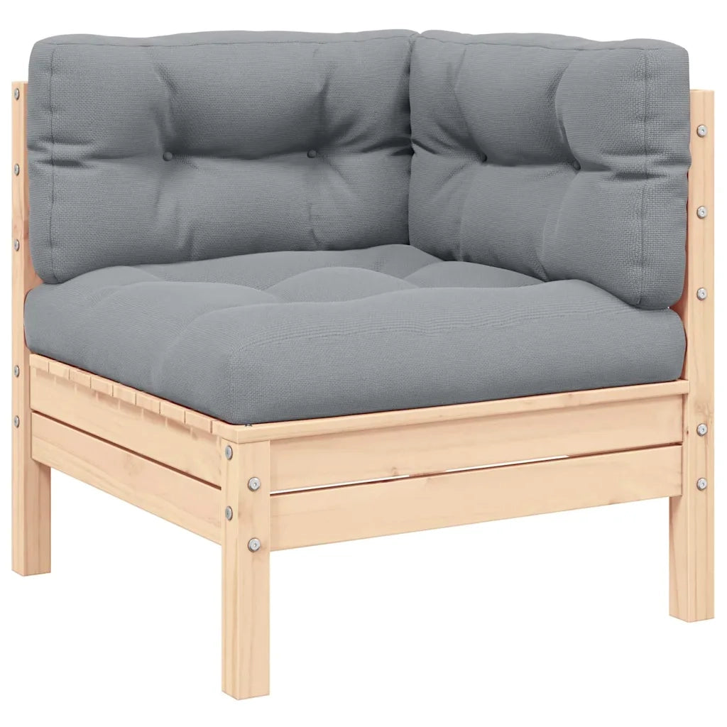 Salotto da Giardino-Set Divani da Giardino3 pz con Cuscini Grigi Massello di Pino 288804