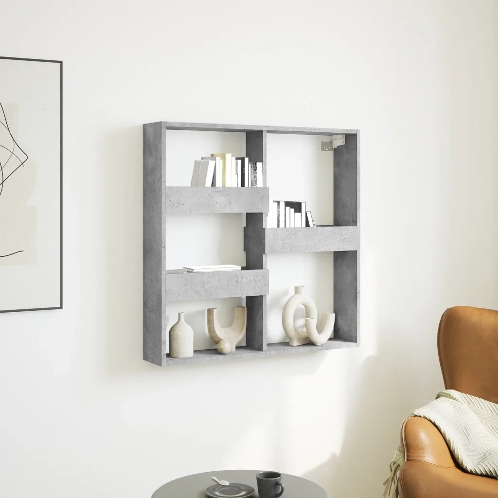Armadietto a Muro Grigio Cemento 80x15x80 cm Legno Multistrato 854547
