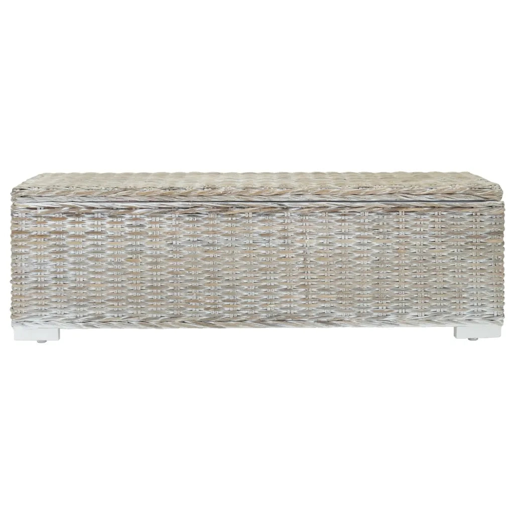 Portaoggetti Bianco 110cm Rattan Kubu Naturale e Massello Mogano 344881