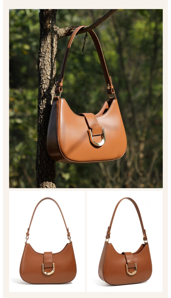 Borsa a tracolla da donna in vera pelle marrone