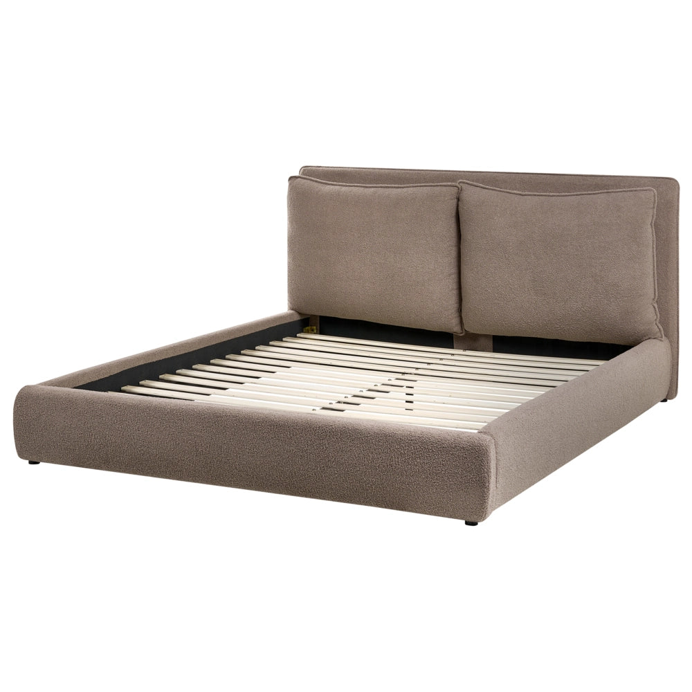 Letto matrimoniale beige con testiera imbottita 160 x 200 cm camera da letto moderna
